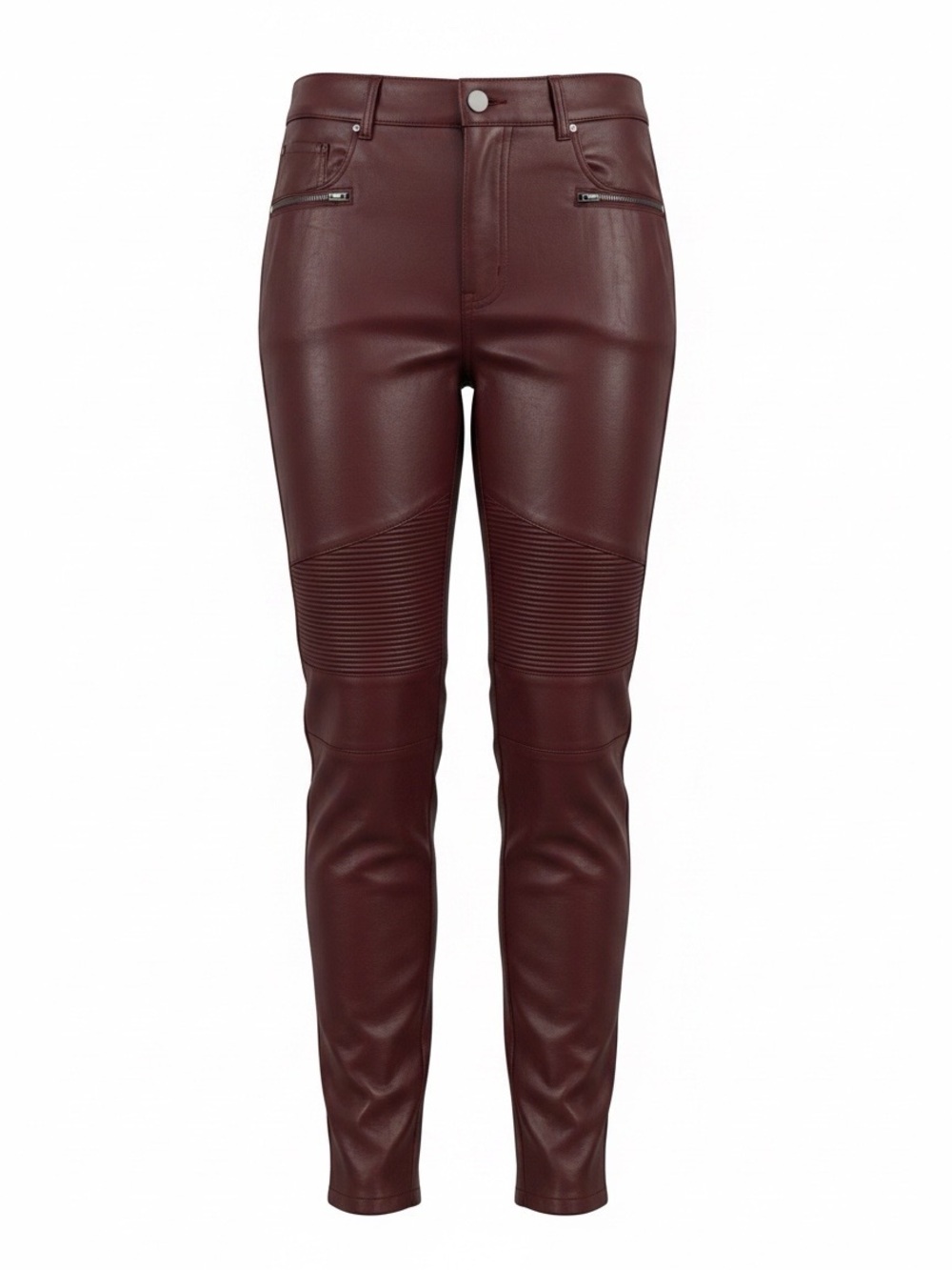 Women’s Skinny Faux Leather Pants in Burgundy